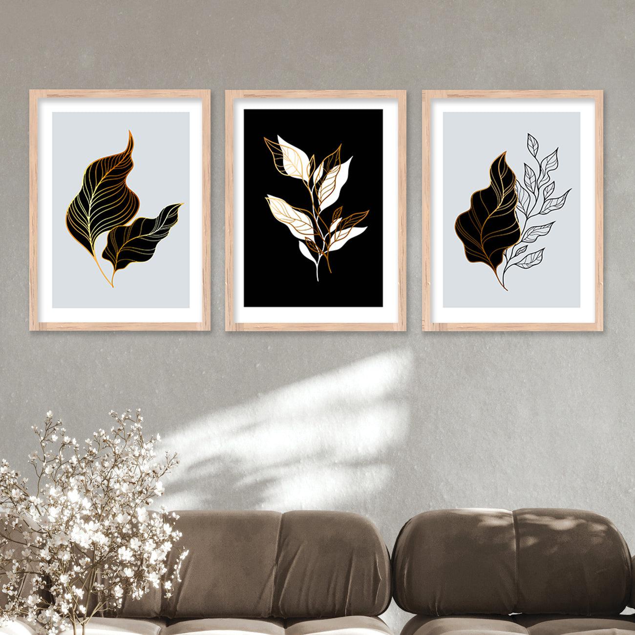 Nature Inspired Wall Posters with Frame : Black-Kotart