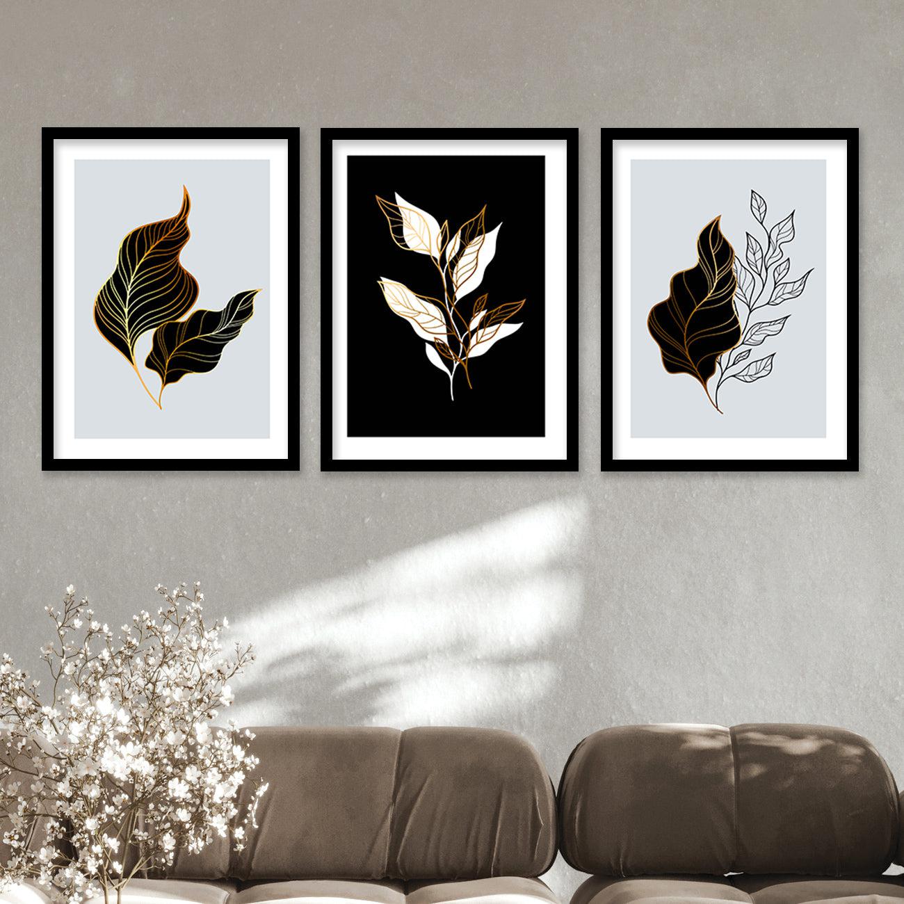 Nature Inspired Wall Posters with Frame : Black-Kotart