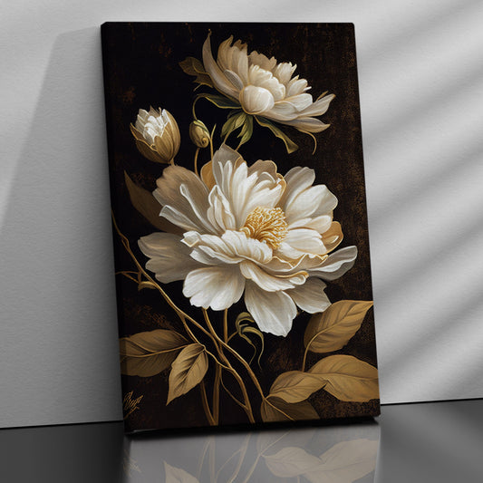 Nature Inspired White Flower Canvas Painting for Home Living Room Bedroom Wall Decor - Home Decor Canvas Art-Kotart