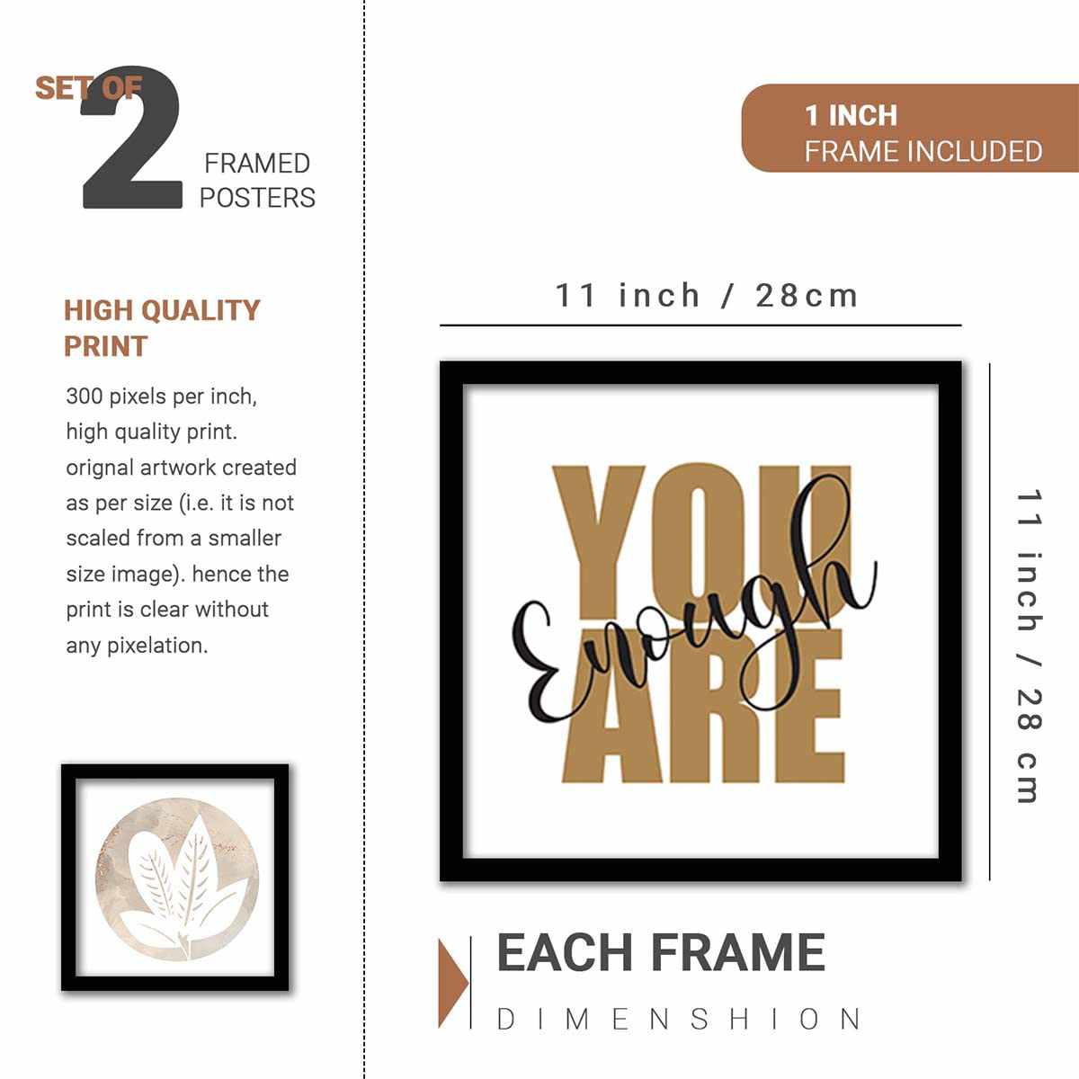 Nature Theme Modern Art Framed Wall Posters Painting (11 inch x 14 inch, Multicolor)- Set of 5-Kotart