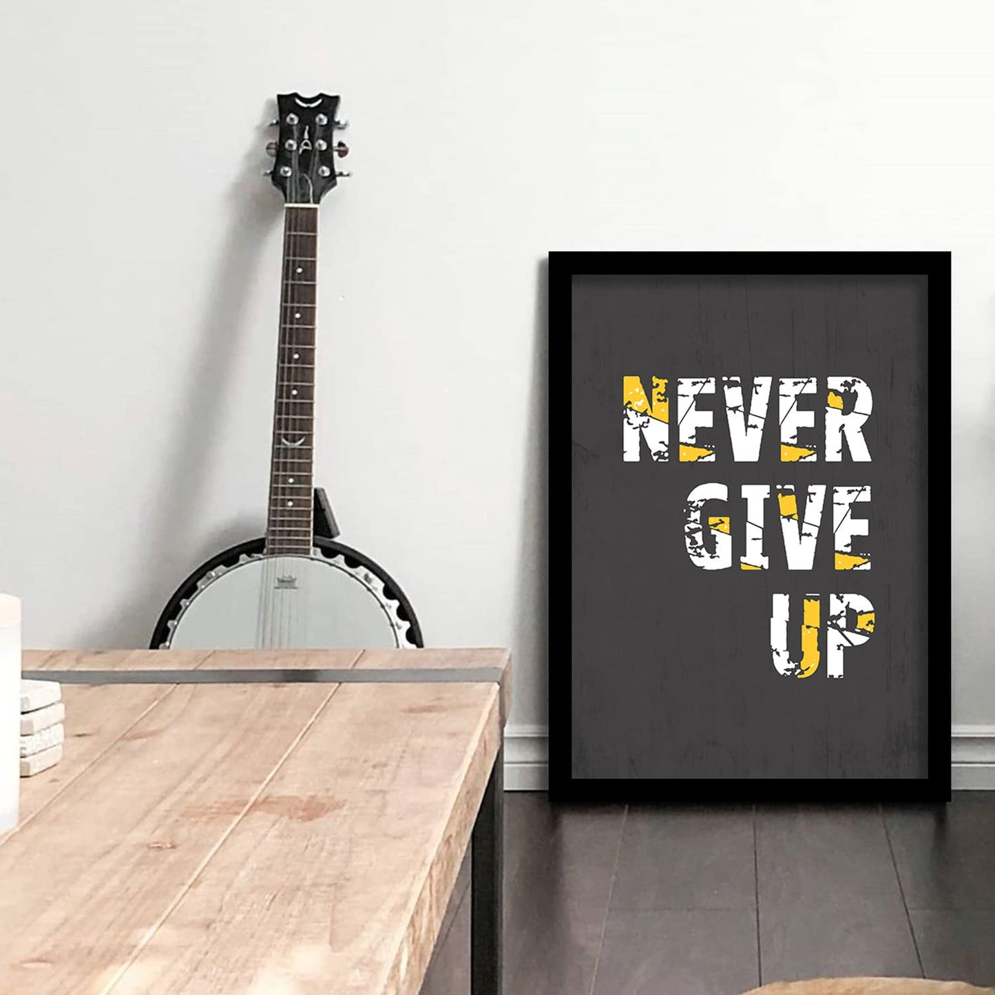 Never Giveup Motivational Quote Poster with Frame-Kotart