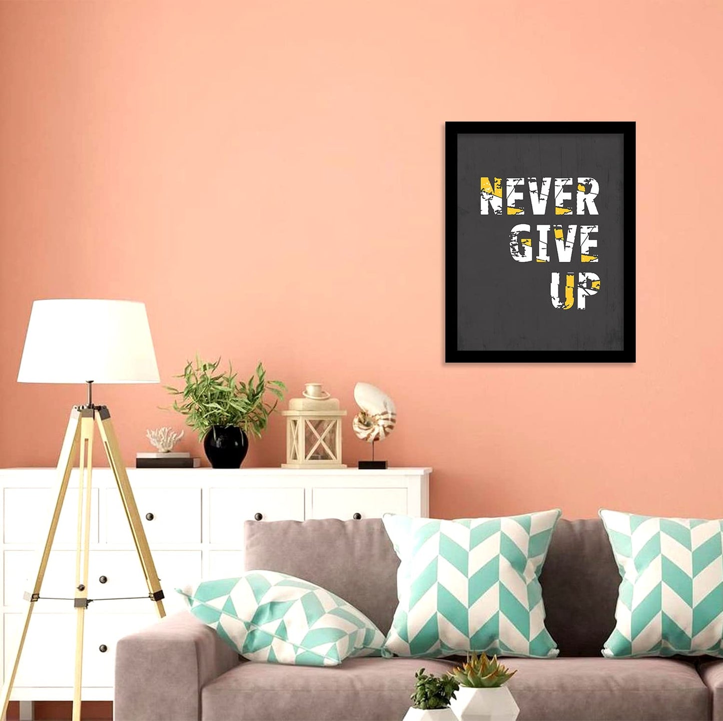 Never Giveup Motivational Quote Poster with Frame-Kotart