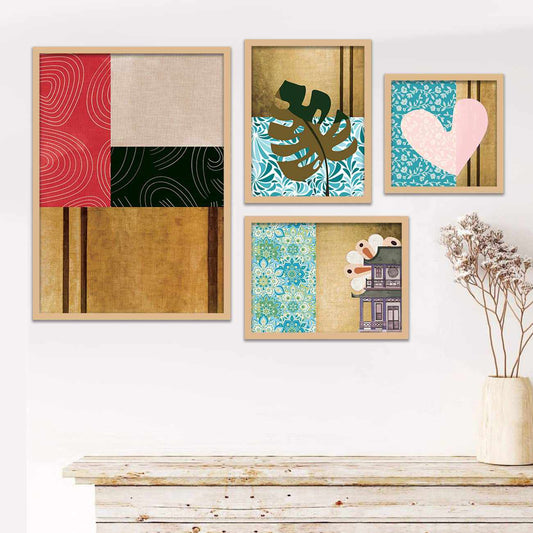 Paintings Set of 4 Framed Paintings for Wall Decoration-Kotart