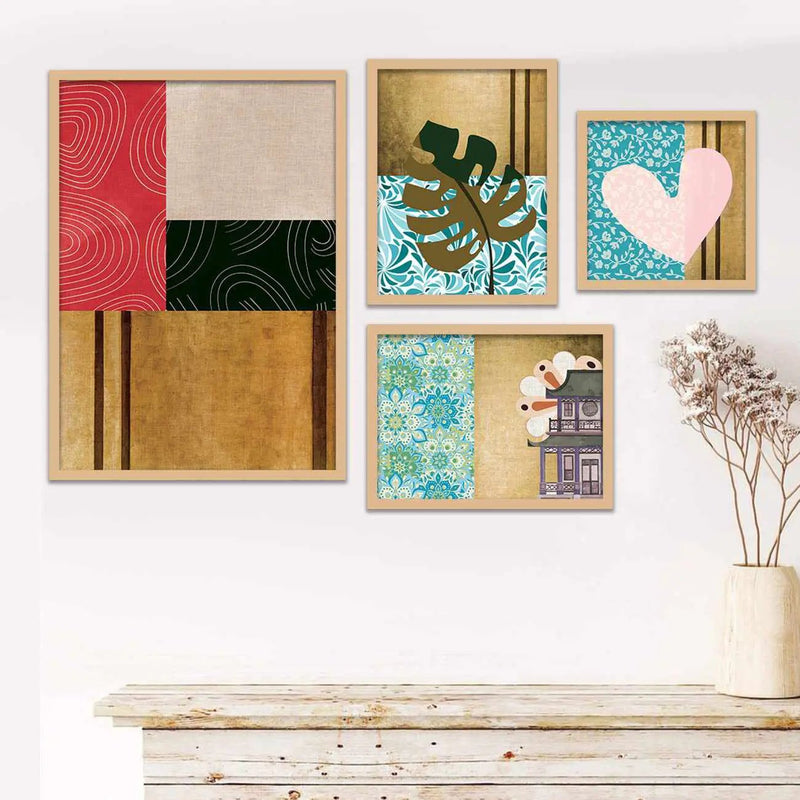 Prints Set of 4 Framed Prints for Wall Decoration by Kotart store