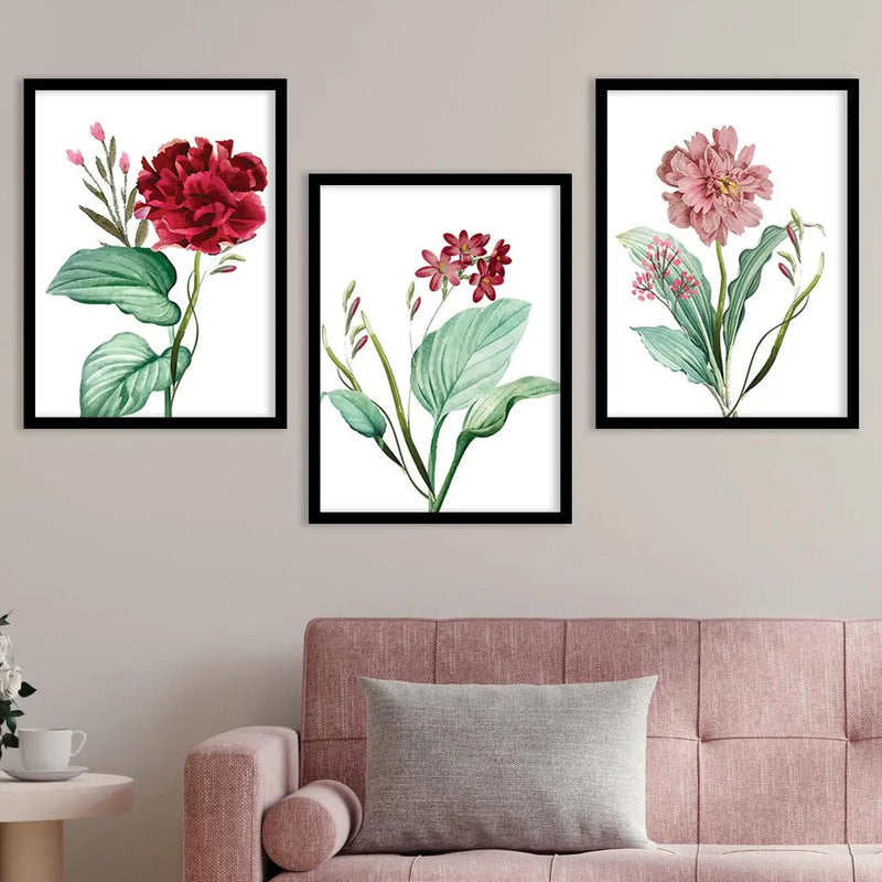 Pink & Red Floral Fever - Contemporary Floral Theme Framed Wall Art-Kotart