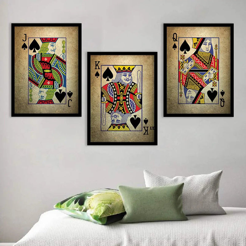 Poker Cards Vintage Theme Art Framed Wall Posters / Prints for Bedroom with Frame by Kotart store
