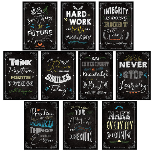 Rainbow Arts - Set of 10 Motivational Inspirational Quotes Wall Posters /Art Prints (13 x 19 inches , Rolled, Black)-Kotart