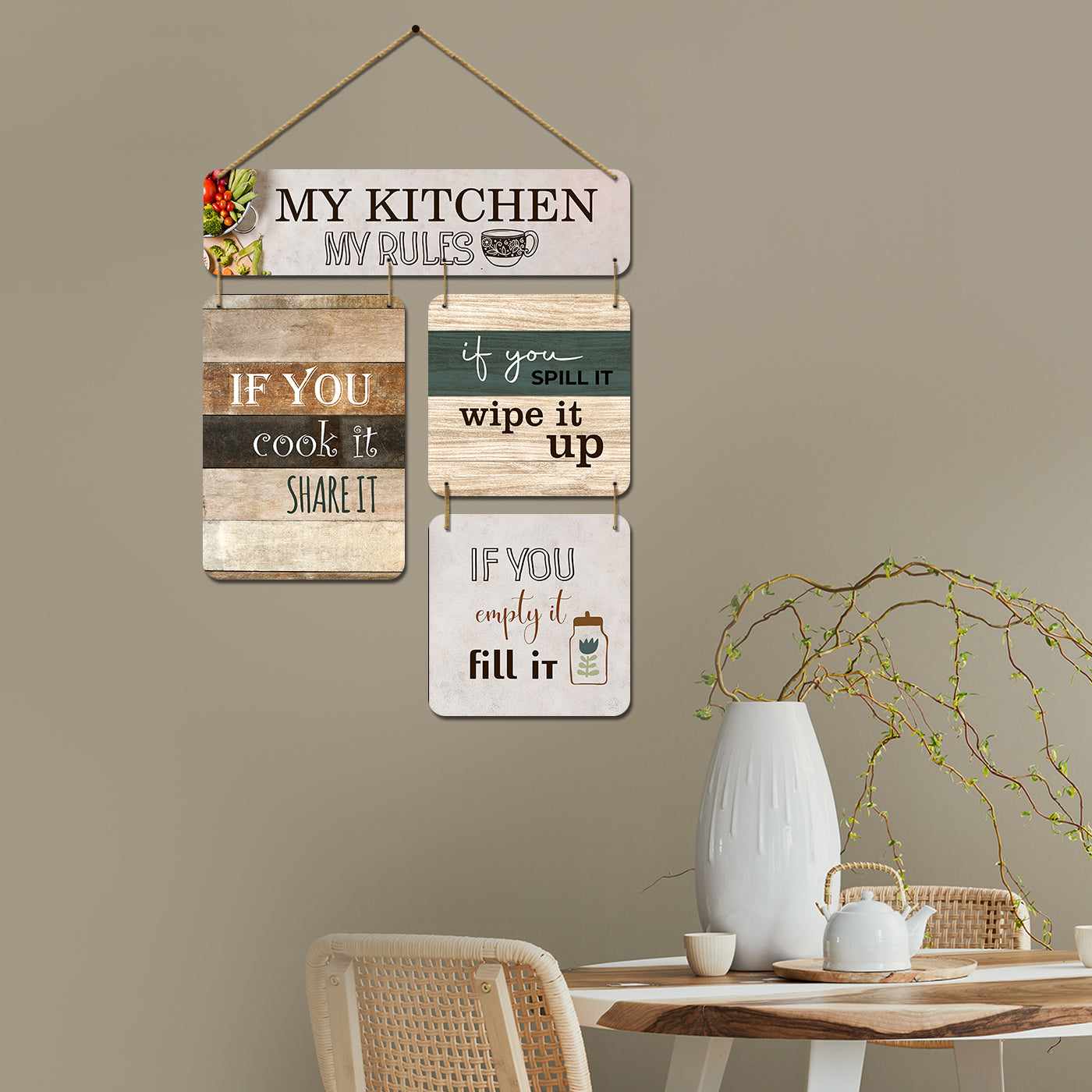 Retro Kitchen MDF Wood Wall Art for Vintage Charm - Kitchen Wall Hangings-Kotart