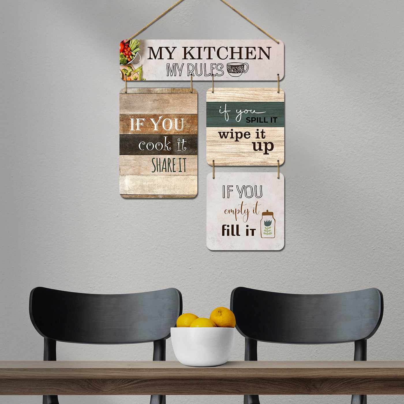 Retro Kitchen MDF Wood Wall Art for Vintage Charm - Kitchen Wall Hangings-Kotart