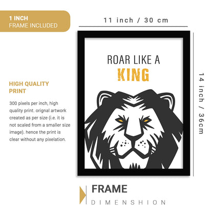 Roar Like a King Inspirational Quotes Wall Posters with Frame-Kotart