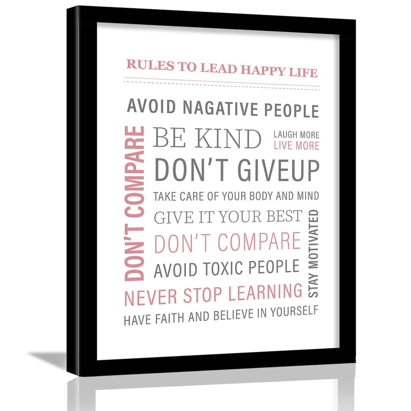 Rules to Lead Happy Life Wall Poster for Wall Decor by Kotart store