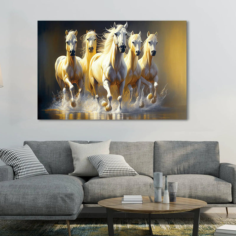 Running Horses Large Canvas Painting for Home and Office Wall Decor - Canvas Wall Art-Kotart