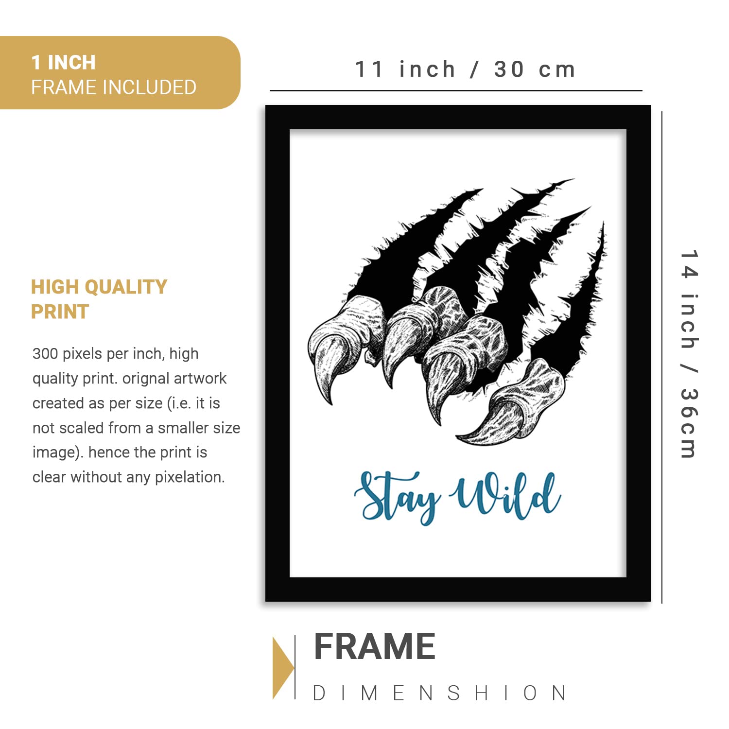 Stay Wild Inspirational Quotes Wall Posters with Frame-Kotart