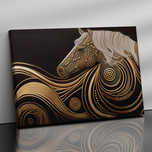 Stunning Golden Abstract Horse Art Paintings on Canvas - Perfect for Modern Home Decoration-Kotart