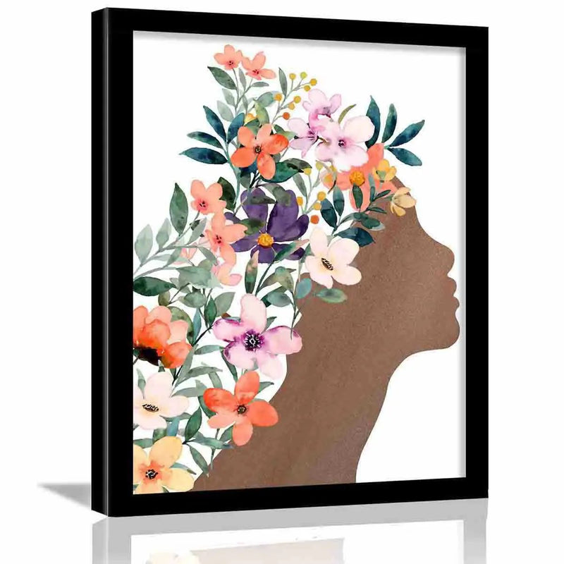 Stylish Flower Theme Wall Decor with Frame for Living Room-Kotart