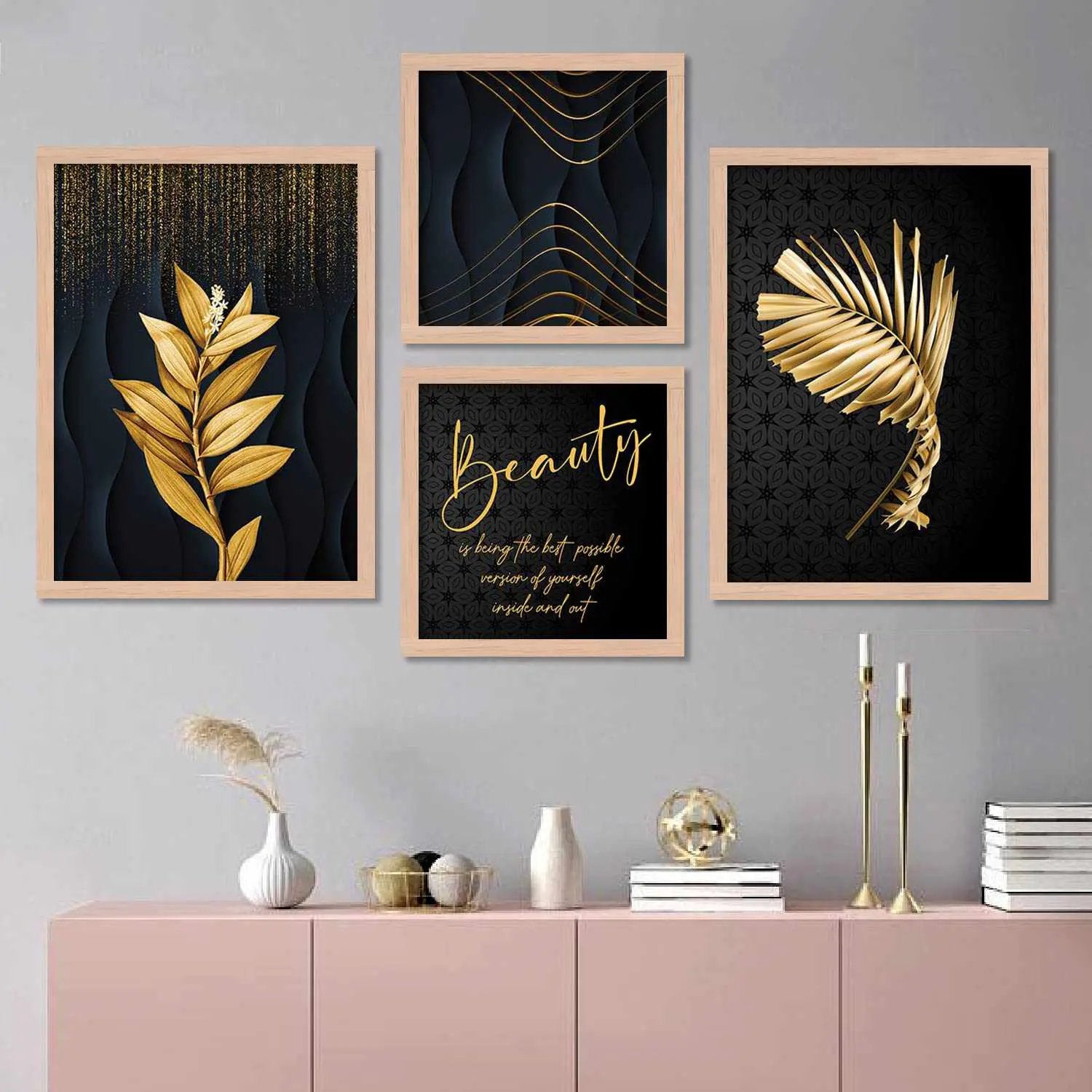 Stylish Golden Theme Modern Wall Art Frame for Living Room – Kotart