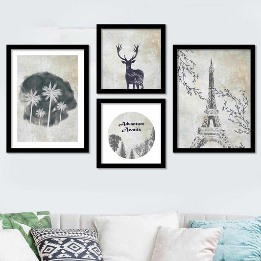 Stylish Wall Decor: Modern Art Paintings with Frame , Set of 4-Kotart