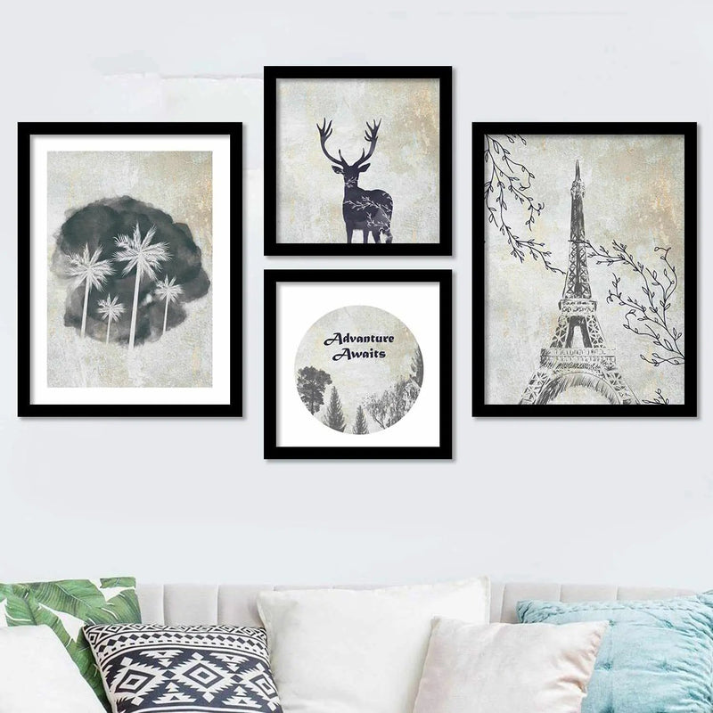 Stylish Wall Decor: Modern Art Prints with Frame , Set of 4 by Kotart store