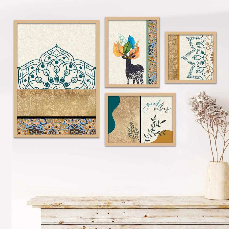 Stylish Wall Decor: Modern Art Prints with Frame , Set of 4 by Kotart store