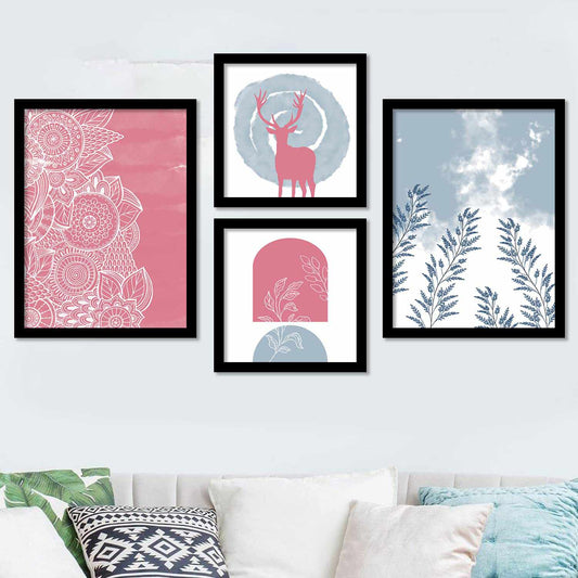 Stylish Wall Decor: Modern Art Paintings with Frame , Set of 4-Kotart