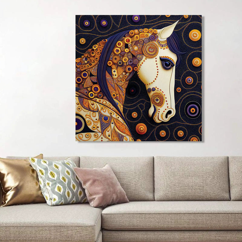 Traditional Horse Canvas Painting - Horse Canvas Art-Kotart