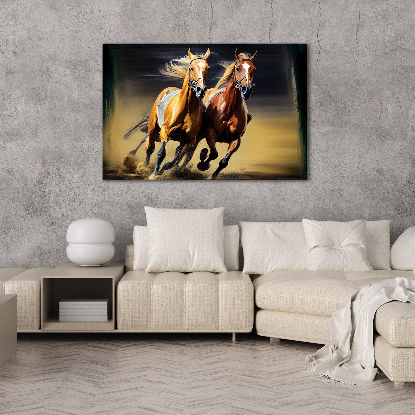 Two Horses Running Canvas Painting - Large Canvas Art for Home and Office Wall Decor-Kotart