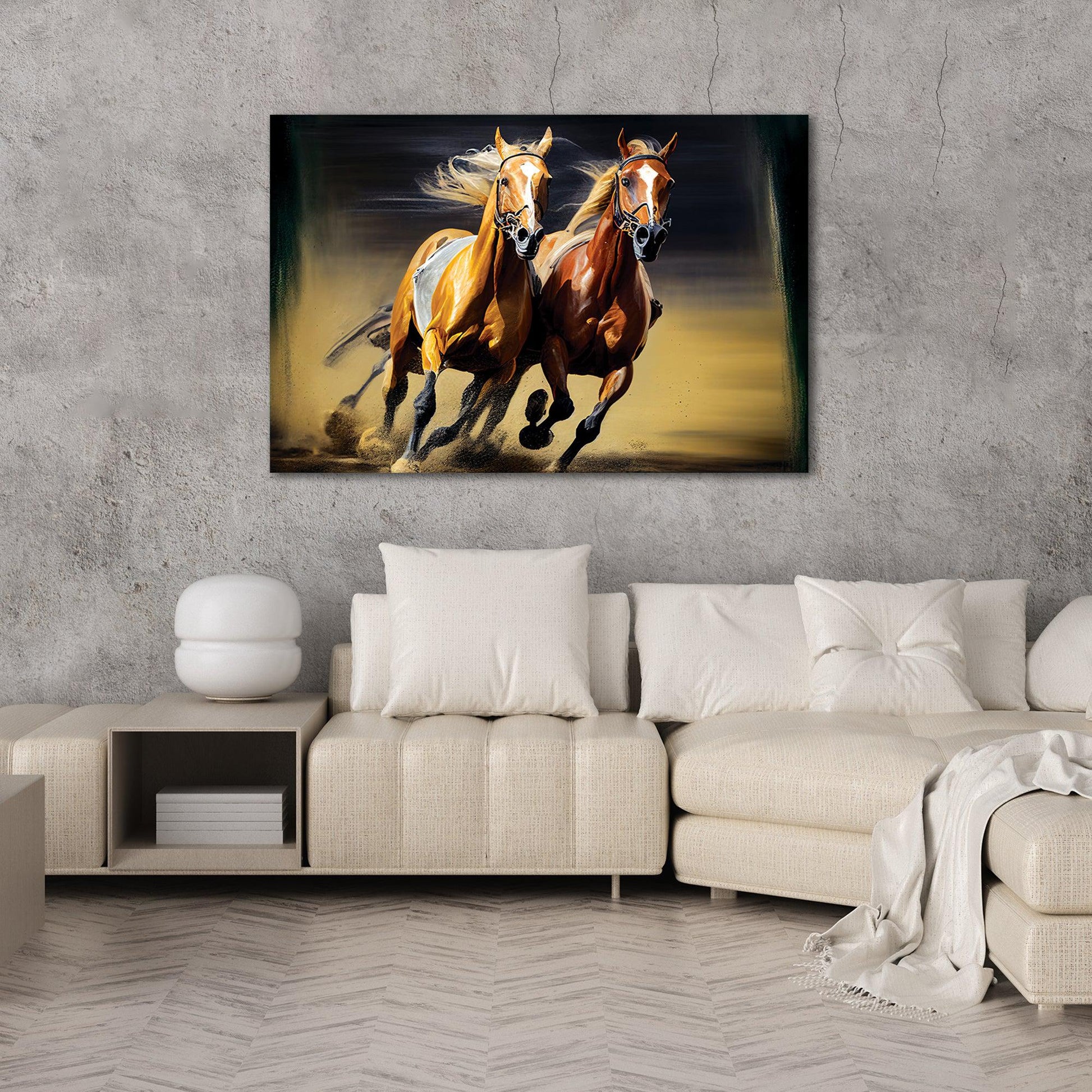 Two Horses Running Canvas Painting - Large Canvas Art for Home and Office Wall Decor-Kotart