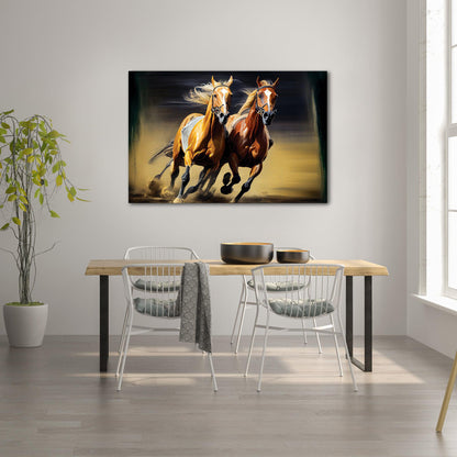 Two Horses Running Canvas Painting - Large Canvas Art for Home and Office Wall Decor-Kotart