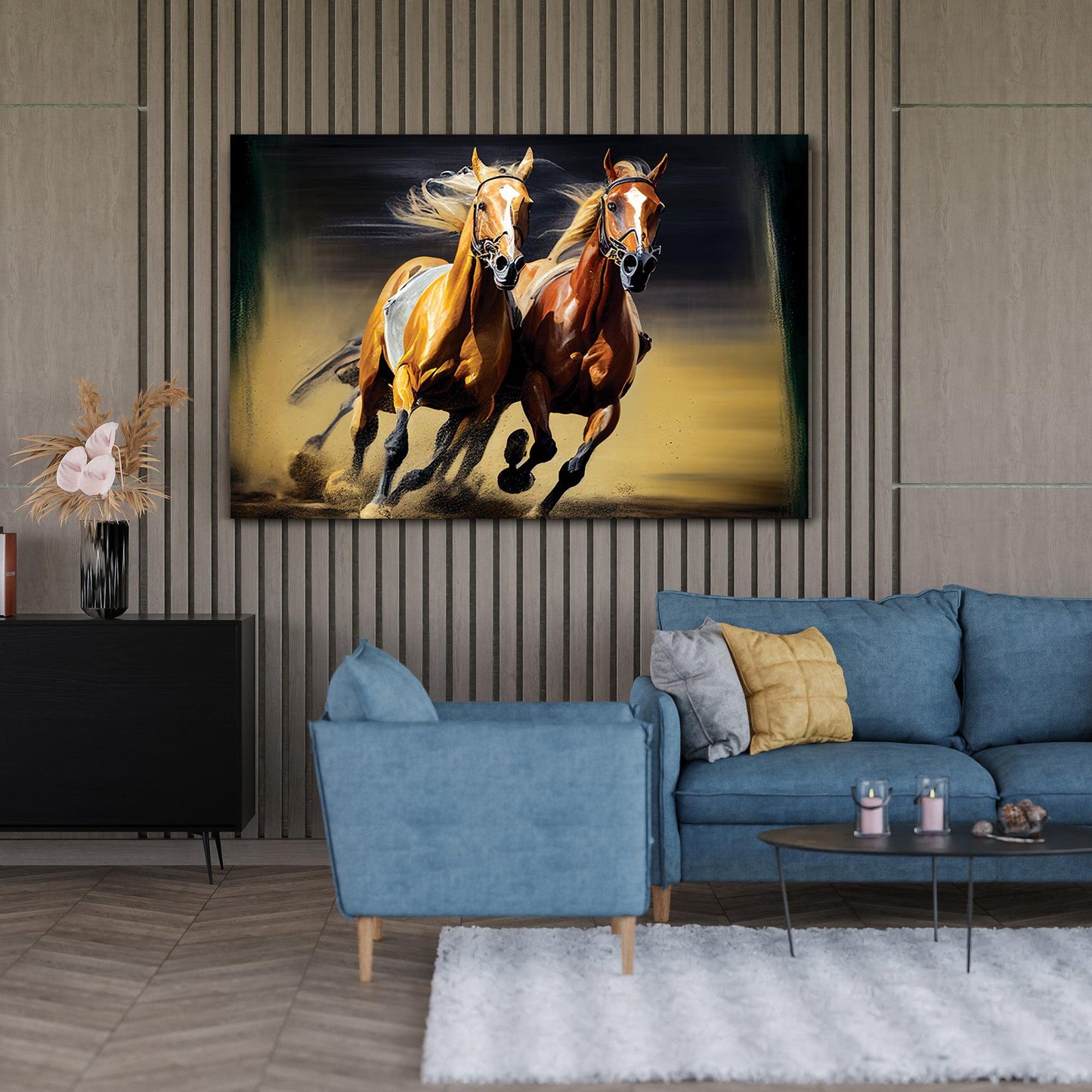 Two Horses Running Canvas Painting - Large Canvas Art for Home and Office Wall Decor-Kotart