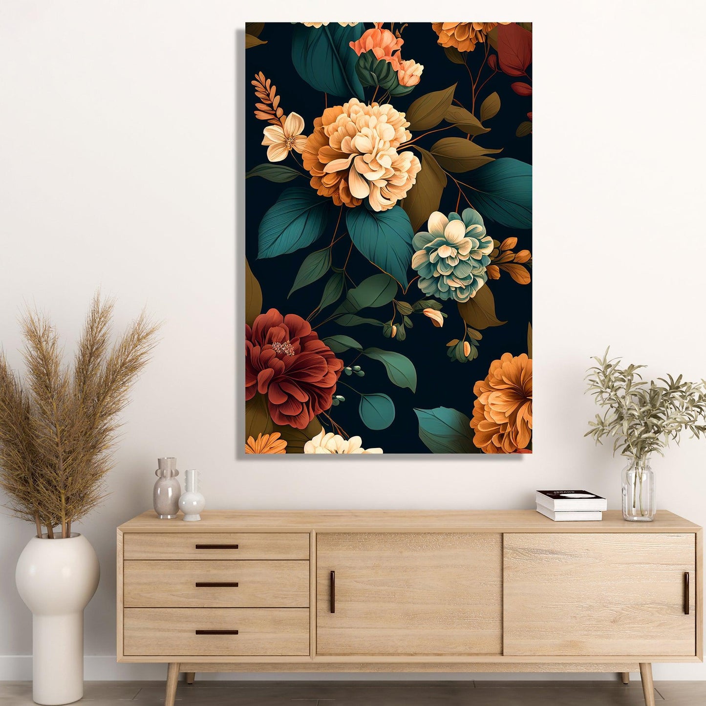 Unique and Stylish Vibrant Floral Abstract Art on Canvas - Ideal for Wall Decoration-Kotart