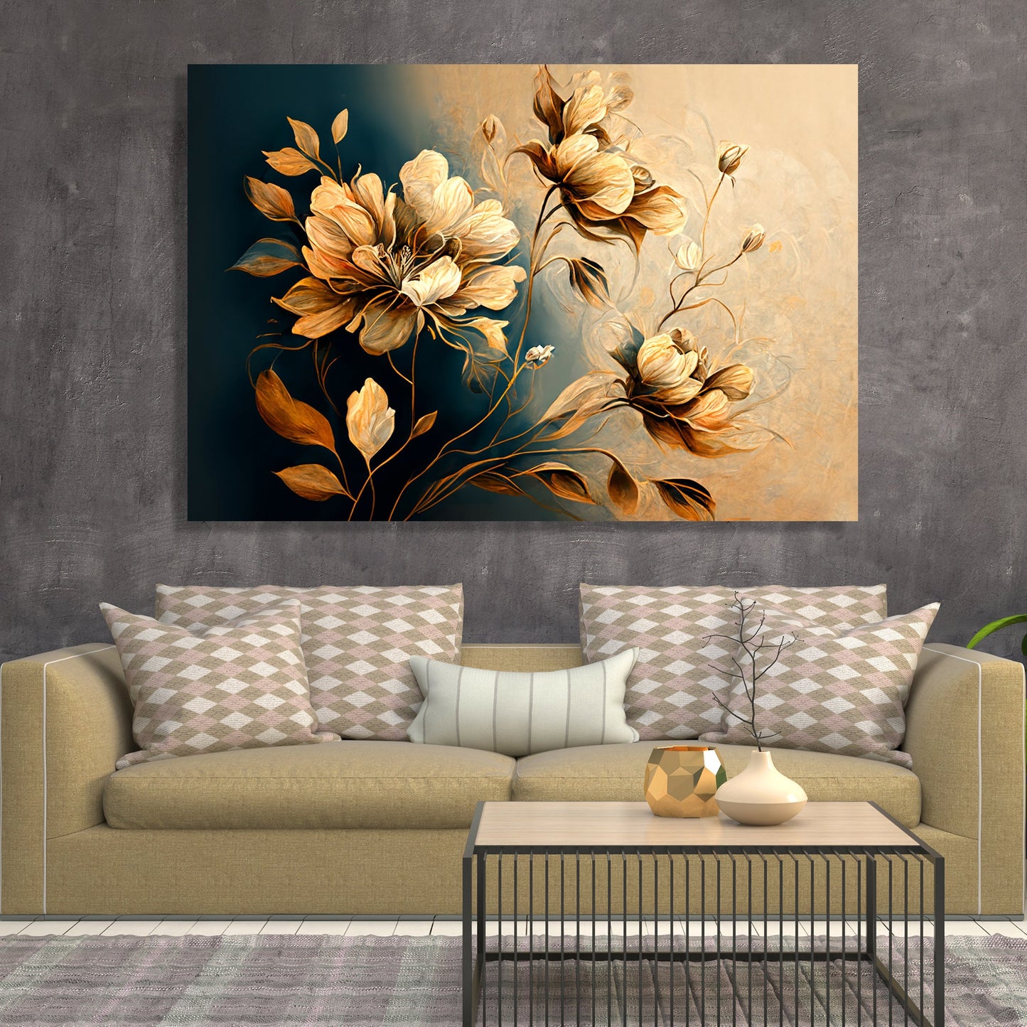 Upgrade Your Home with Bold and Beautiful Abstract Floral Art on Canvas - Living Room and Bedroom-Kotart