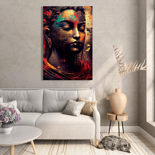 Vibrant Buddha Canvas Art - Large Buddha Canvas Painting for Wall Decor-Kotart