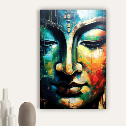 Vibrant Buddha Canvas Painting - Large Buddha Canvas Art for Home and Office Wall Decor-Kotart