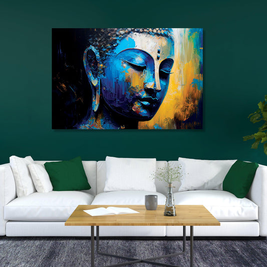 Vibrant Buddha Canvas Painting - Large Colorful Buddha Canvas Art-Kotart