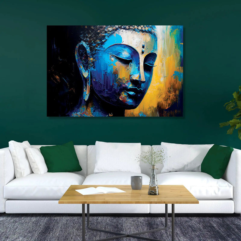 Vibrant Buddha Canvas Painting - Large Colorful Buddha Canvas Art-Kotart