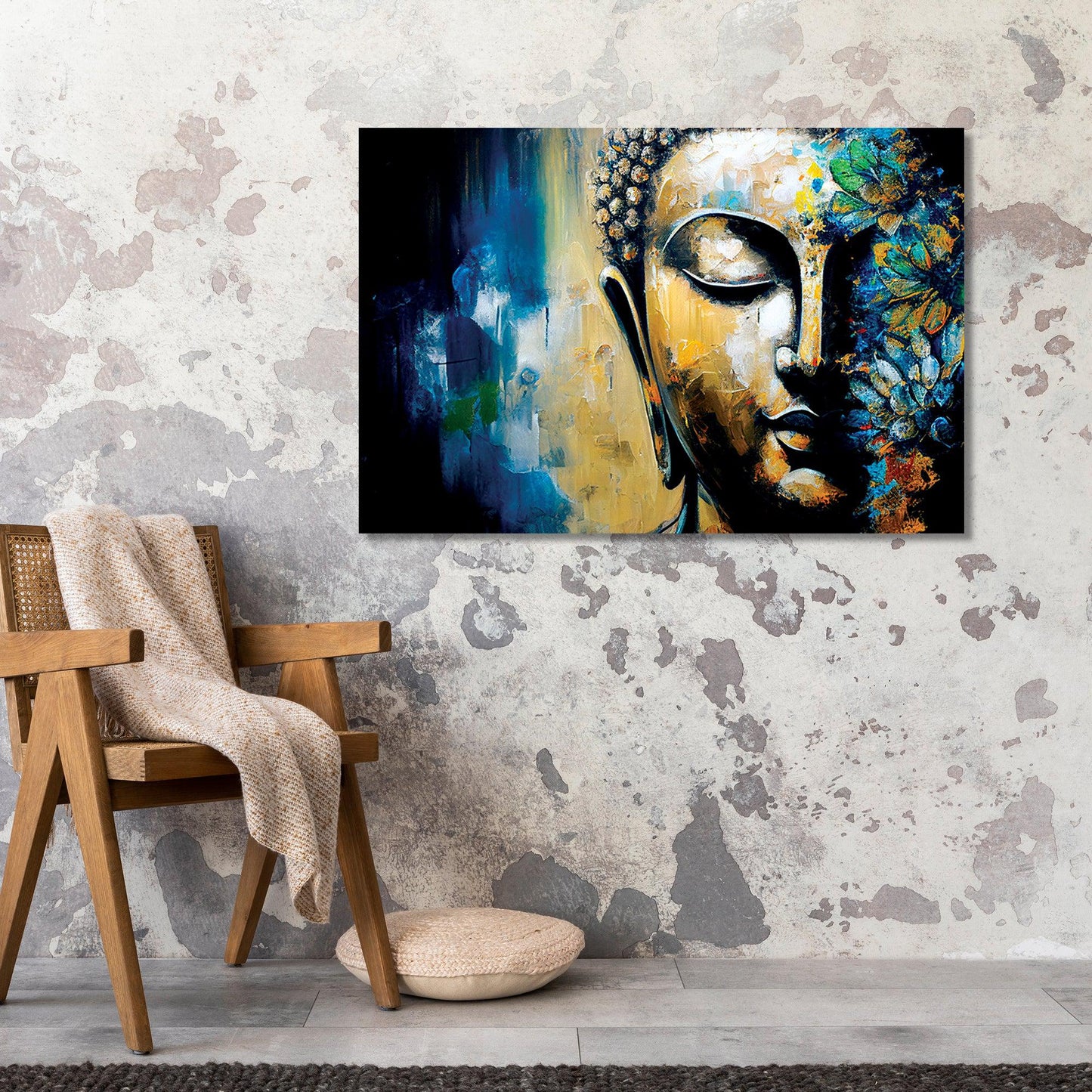 Vibrant Buddha Canvas Paintings - Canvas Art for Home Office Bedroom Living Room Wall Decor-Kotart