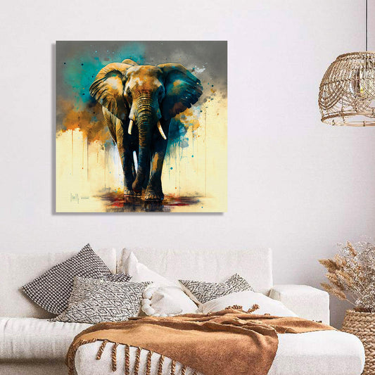 Vibrant Canvas Painting - Colorful Elephant Canvas Art-Kotart
