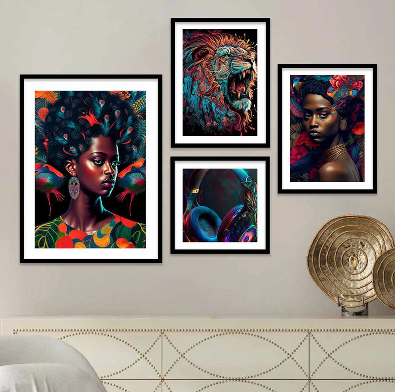 Vibrant Colors Modern Art Prints for Gallery Wall - Abstract Prints with Frame by Kotart