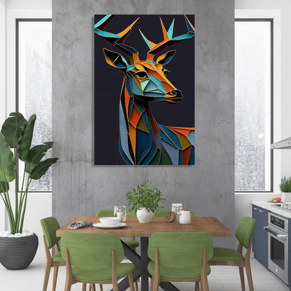 Vibrant Deer Art in Style of Pablo Picasso - Nature Inspired Deer Art for Living Room Bedroom Home and Office Wall decor-Kotart