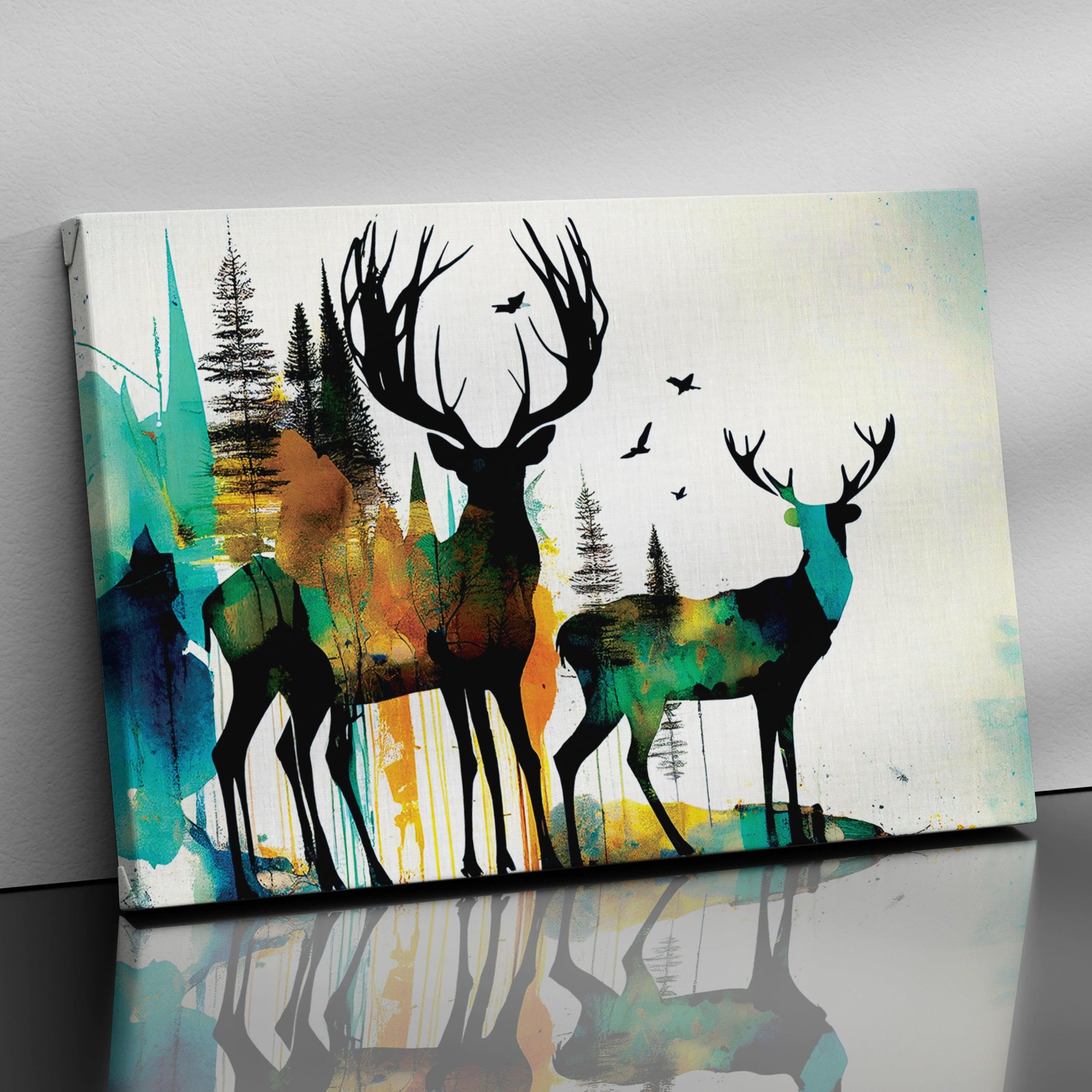 Vibrant Deer in Forest Canvas Art - Large Canvas Painting for Wall Dec -  Kotart