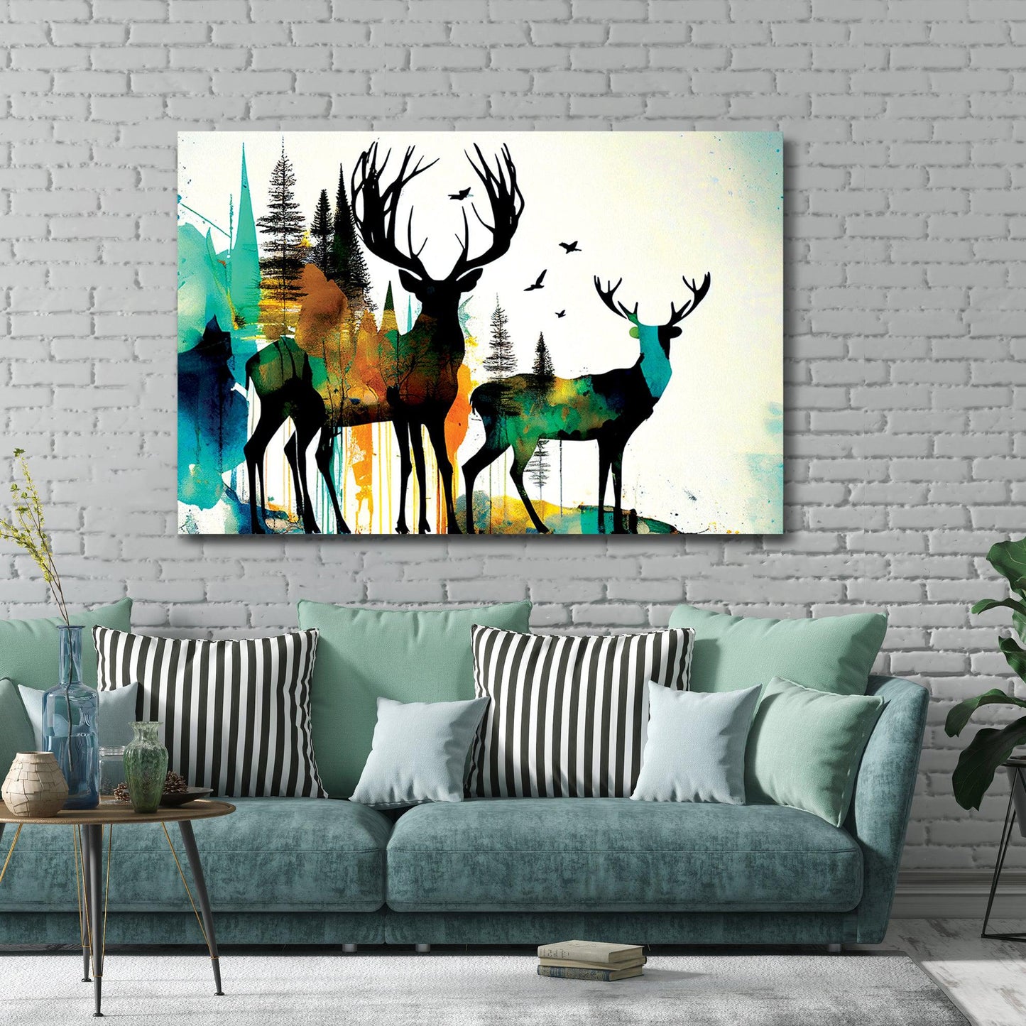 Vibrant Deer in Forest Canvas Art - Large Canvas Painting for Wall Decor-Kotart