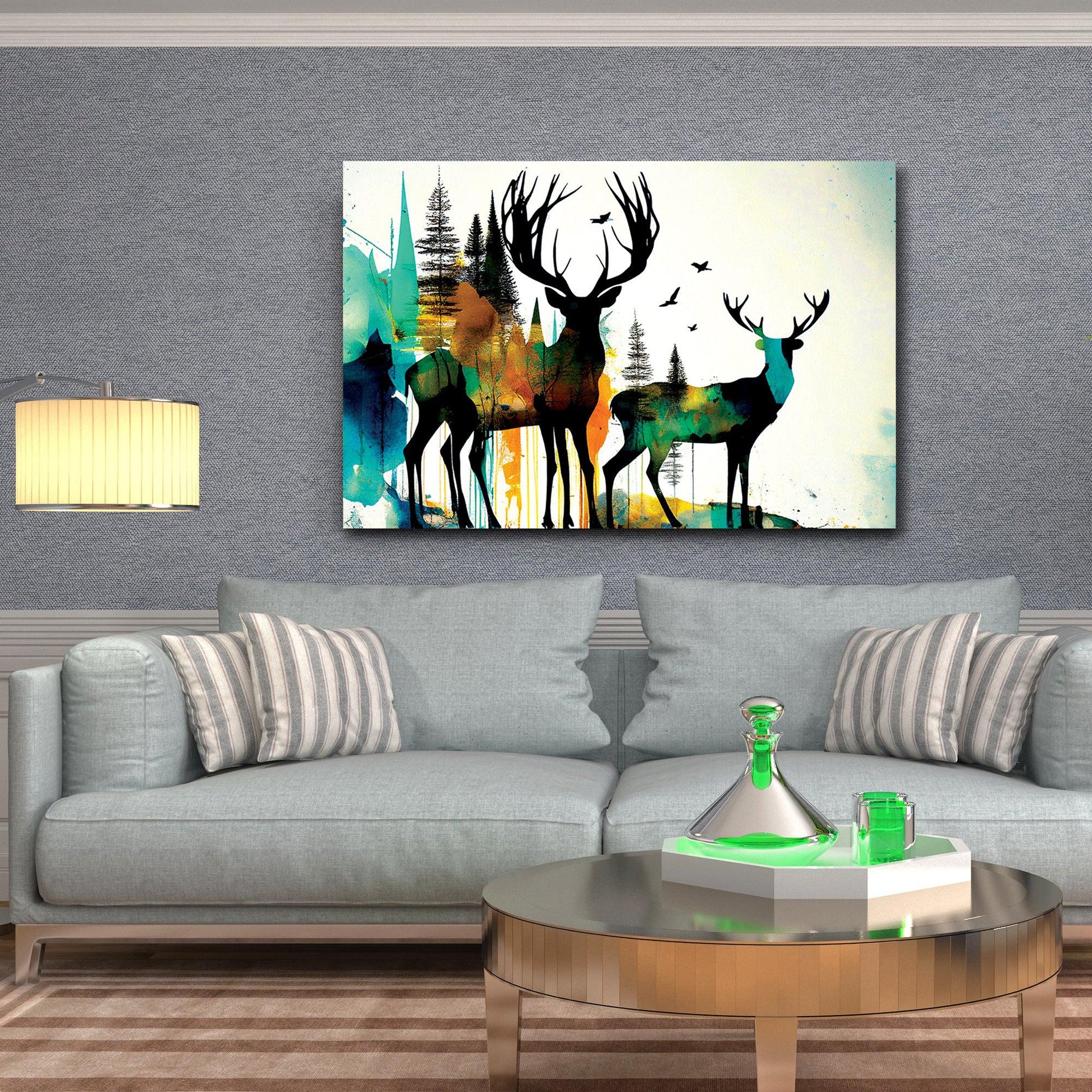 Vibrant Deer in Forest Canvas Art - Large Canvas Painting for Wall Decor-Kotart