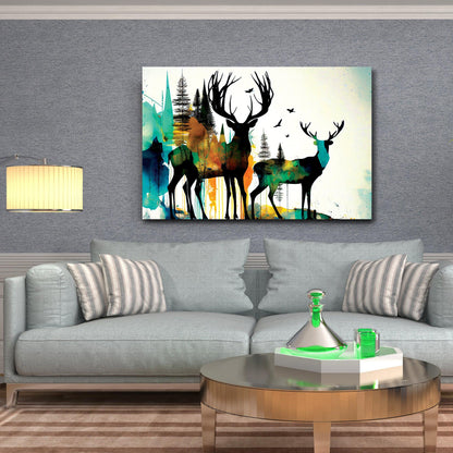 Vibrant Deer in Forest Canvas Art - Large Canvas Painting for Wall Decor-Kotart