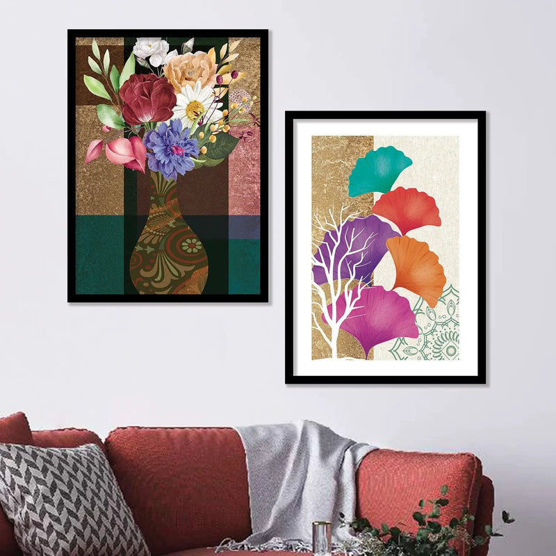 Vibrant Floral Theme Framed Wall Posters / Paintings for Home Decor : Modern Art-Kotart