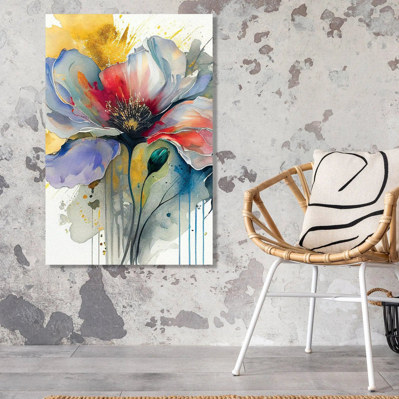 Vibrant Flower Bloom Canvas Art Painting - Modern Colorful Floral Canvas Art-Kotart