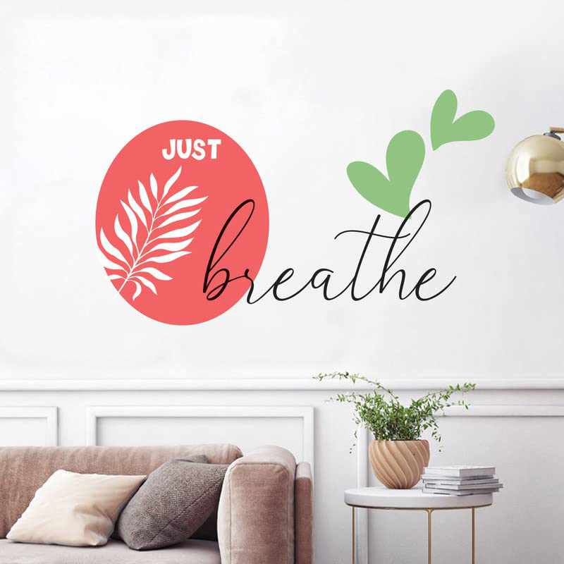 Vibrant Leaf and Quotes Printed Wall Stickers-Kotart