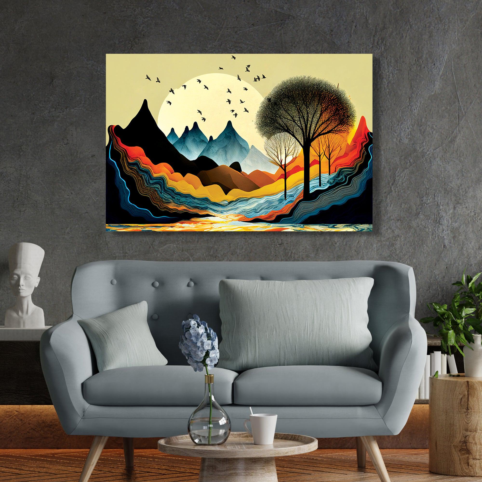 Vibrant Scenic Mountains Canvas Painting for Wall decor – Kotart