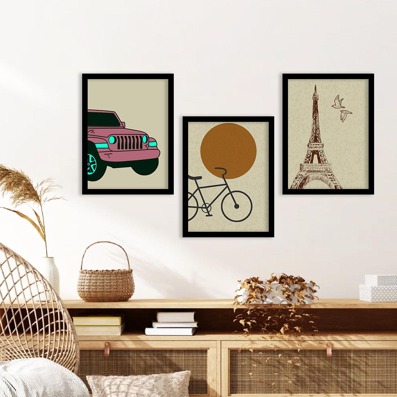 Vintage Travel Theme Framed Wall Posters with Frame-Kotart