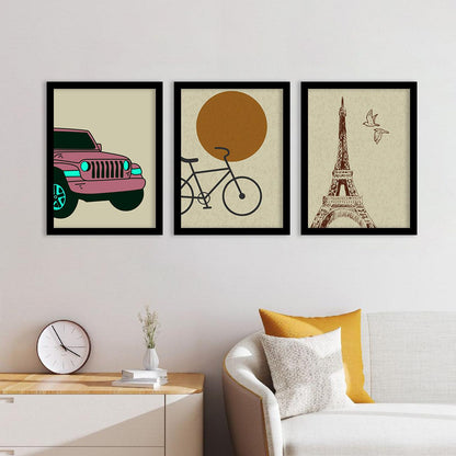 Vintage Travel Theme Framed Wall Posters with Frame-Kotart