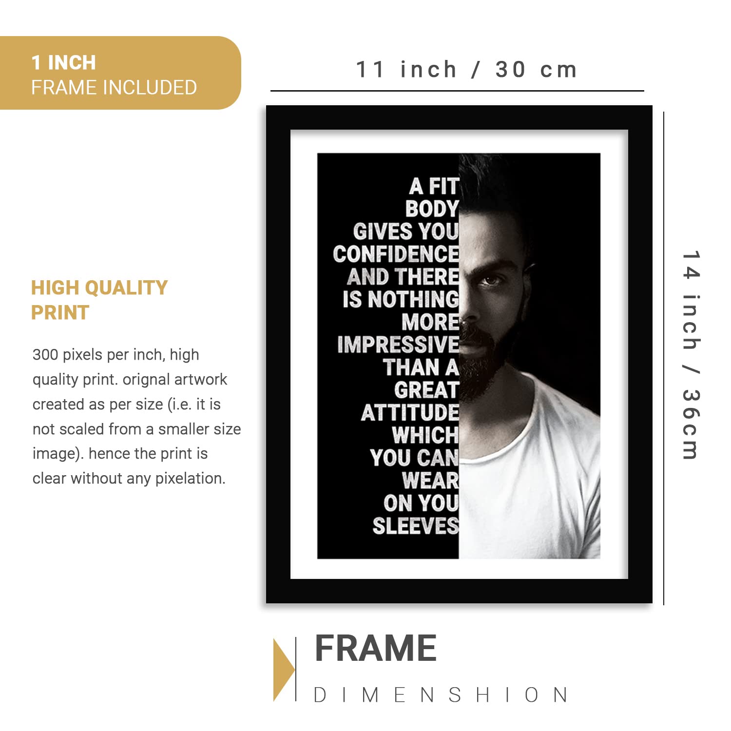 Virat Kohli Motivational Quotes Poster with Frame-Kotart